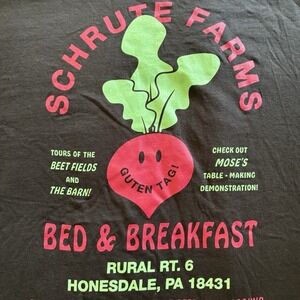 Schrute Farms Bed & Breakfast T-Shirt Mens 2XL Black Beets Tee The Office Cotton